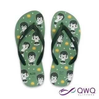 【QWQ】男款防滑防水夾腳拖鞋 馬子狗聯名人字拖鞋 輕量彈性涼拖鞋雨鞋 夏日馬子狗 夜幕綠 MIT(AIMZ)