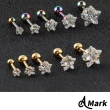 【A MARK】經典鑲嵌星星鋯石造型316L鈦鋼耳釘耳環(單只)