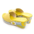 【GDC】日系趣味繽紛真皮楔型厚底拖鞋-黃色(113414-26)