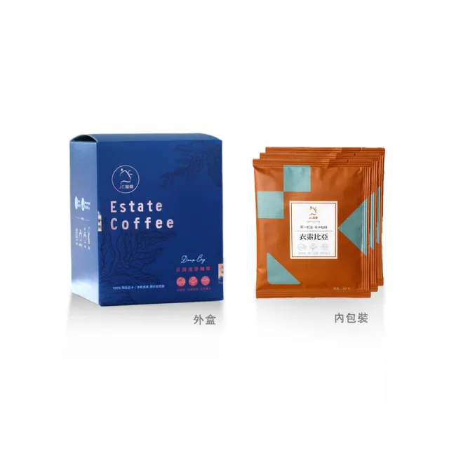 【JC咖啡】莊園濾掛咖啡 - 衣索比亞 谷吉 G1 水洗│淺焙 (10gx10包/盒)充氮封裝