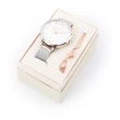 【Olivia Burton】簡約純白錶盤手錶及蜜蜂手鍊組(銀色/玫瑰金)