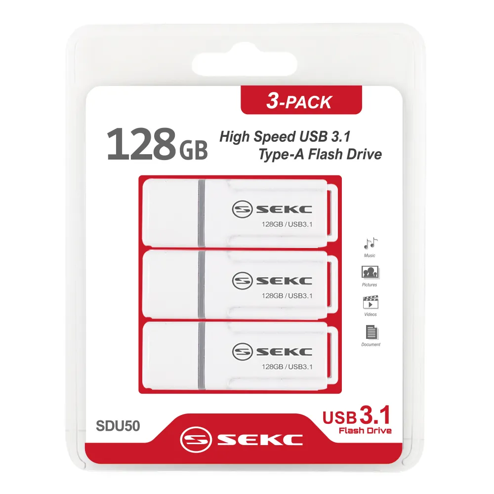 【SEKC】128GB USB3.1 Gen1高速隨身碟SDU50(3入包裝)