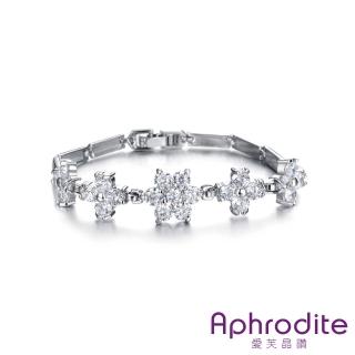 【Aphrodite 愛芙晶鑽】璀璨雪花鋯石造型手鍊(白金色)
