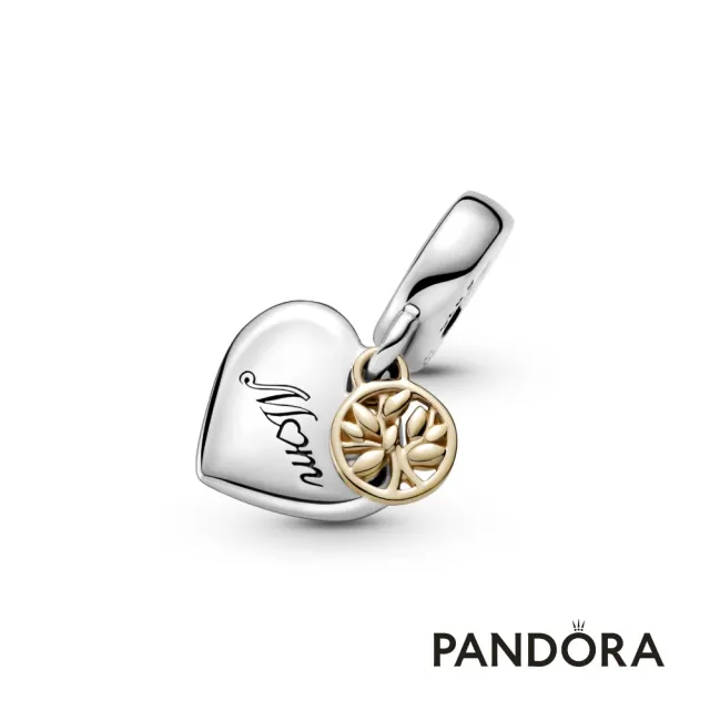 【Pandora官方直營】家族樹配心形雙色吊飾-絕版品