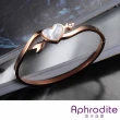 【Aphrodite 愛芙晶鑽】一箭穿心貝殼鑲嵌愛心造型鈦鋼手環(玫瑰金色)