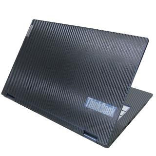 【Ezstick】LENOVO Thinkbook 14s YOGA 黑色卡夢紋機身貼(含上蓋貼、鍵盤週圍貼、底部貼)