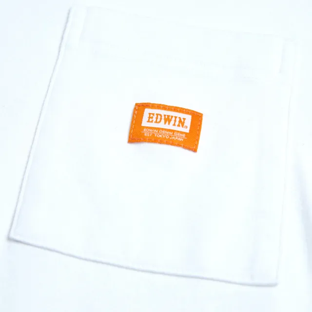 【EDWIN】男裝 PLUS+ 寬版口袋短袖T恤(白色)