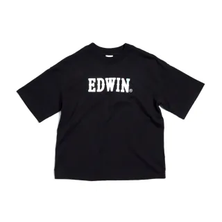 【EDWIN】女裝 EFS雷射光LOGO短袖T恤(黑色)