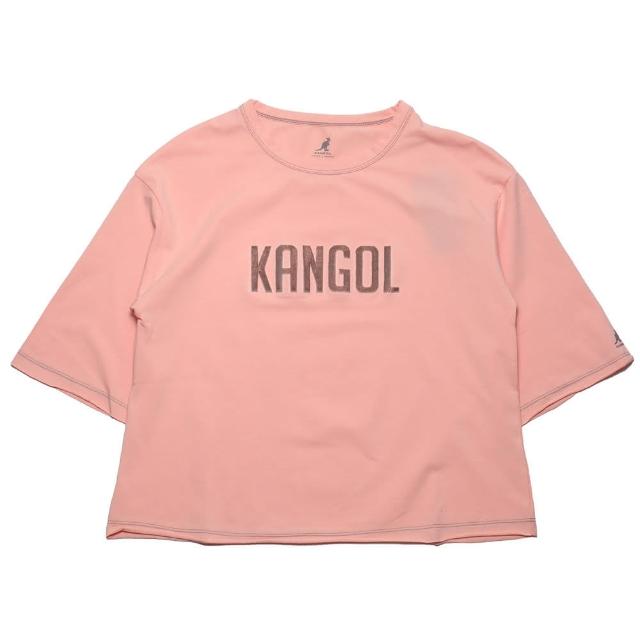 【KANGOL】短袖 短T 粉色 立體 紙絨 不收邊 短版 袋鼠 棉 休閒 女(6122100851)