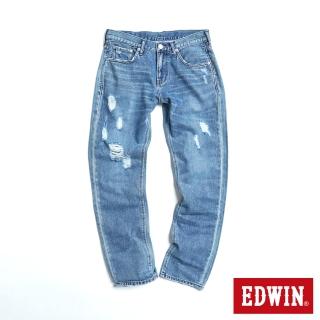 【EDWIN】男裝 花洗直筒牛仔褲(石洗藍)