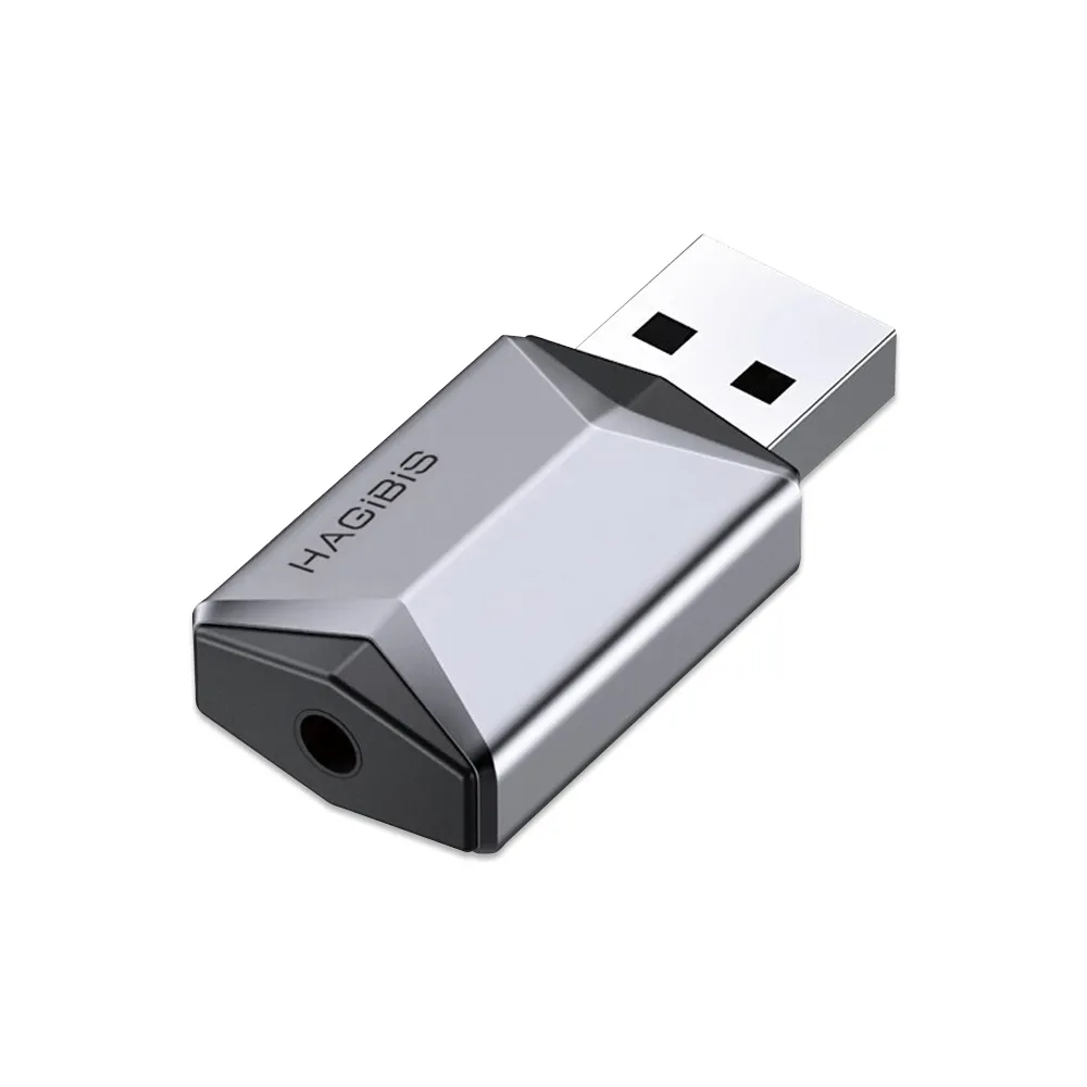 【HAGiBiS 海備思】鋁合金USB耳機/麥克風 二合一外接式音效卡