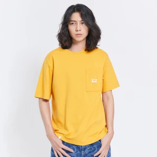 【EDWIN】男裝 PLUS+ 寬版口袋短袖T恤(桔黃色)