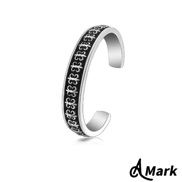 A MARK 歐美復古歌德十字花造型316L鈦鋼手環
