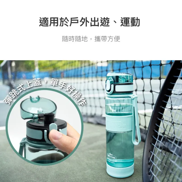 【LocknLock 樂扣樂扣】買一送一-Tritan優質矽膠提帶運動水壺/580ml(三色任選/一鍵彈蓋吸管水瓶)