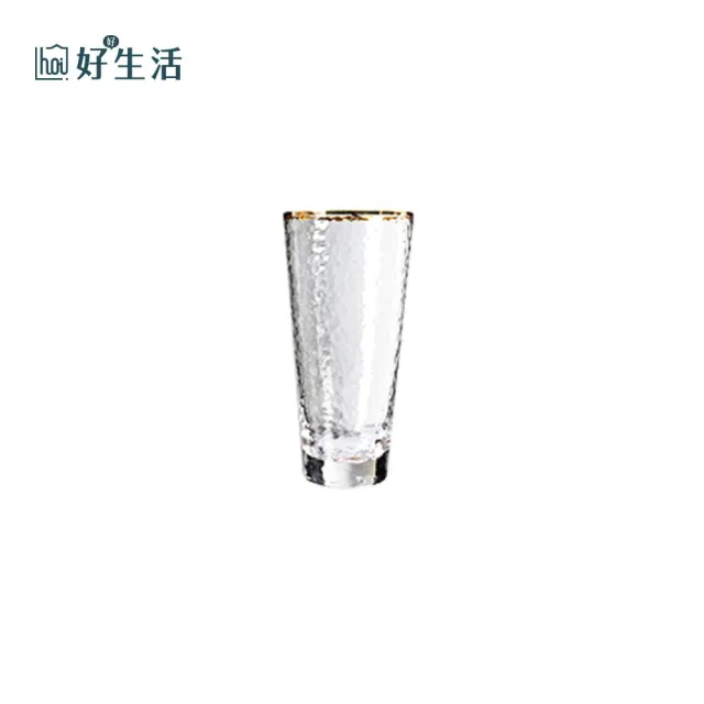 【hoi! 好好生活】金邊V型 錘紋玻璃水杯 高款460ml