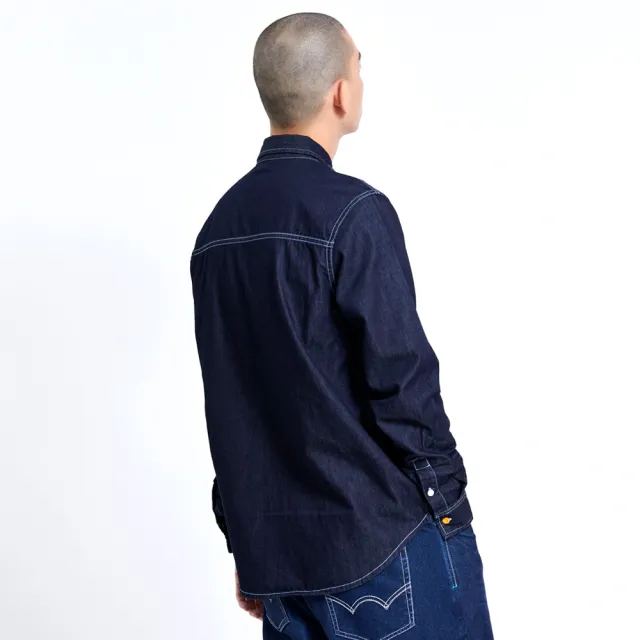 【EDWIN】男裝 PLUS+ 牛仔長袖襯衫(原藍色)