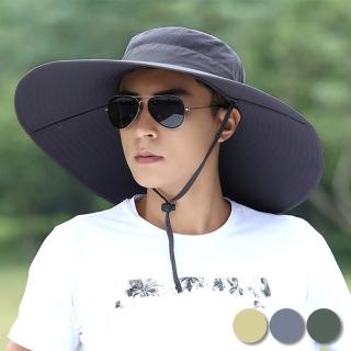 【活力揚邑】15CM寬大帽簷戶外防曬吸濕快乾漁夫帽透氣排汗遮陽帽