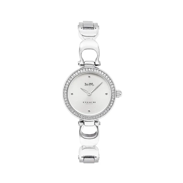 COACH 原廠平行輸入 白面晶鑽 時尚C字手鍊腕錶 手錶(14503170)