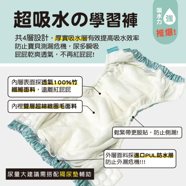 【Mua 姆兒選品】Happy Flute兒童學習褲可調式學習褲訓練褲2入組(隔尿褲 布尿布 兒童內褲 戒尿布 尿布褲)