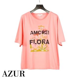 【AZUR】摯愛花朵英文字母短袖T