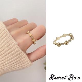 【SECRET BOX】韓國設計復古寶石美鑽不規則造型戒指