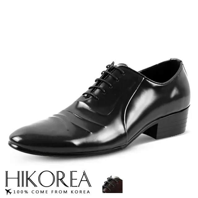 【HIKOREA】韓國空運。仿舊凸紋亮面皮革綁帶紳士皮鞋 正裝 厚底 男皮鞋(73-388共2色/現貨+預購)