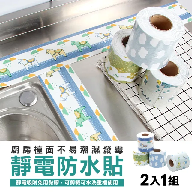 【樂居家】廚房靜電防水貼-2入組(防水貼 靜電貼 防潮貼 防霉貼 牆角貼 水槽貼)