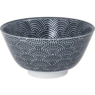 【Tokyo Design】瓷製餐碗 扇點黑12cm(飯碗 湯碗)