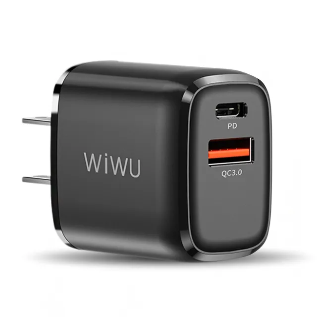 【WiWU】PD+QC3.0 20W雙模快充電源供應器+倍思鎢金 PD Type-C to Lightning 快充傳輸充電線200cm