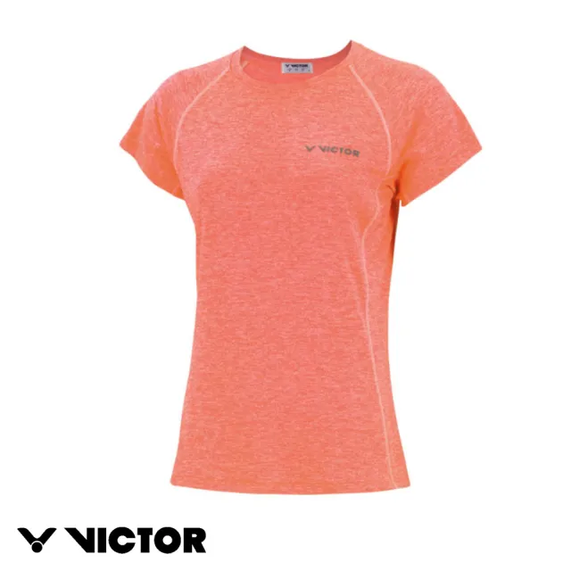 【VICTOR 勝利體育】麻花圓領 T-Shirt 女款(T-3850 O 螢光橘)