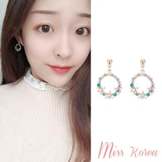 【MISS KOREA】韓國設計S925銀針繁花錦簇彩色鋯石耳環