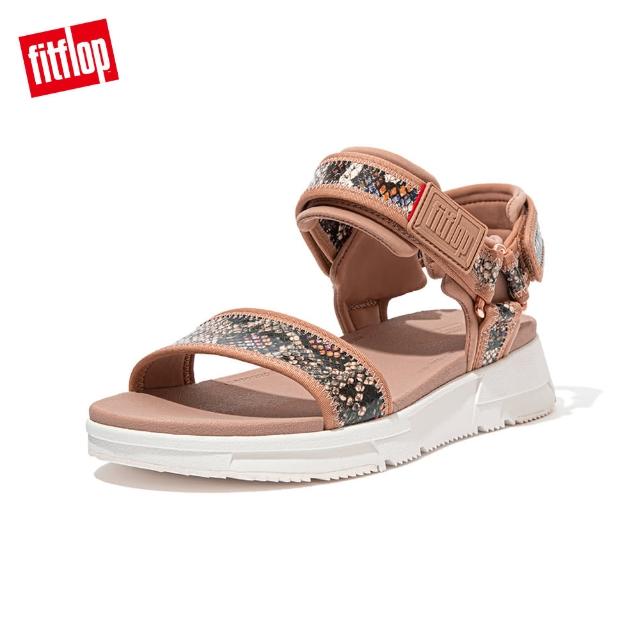 【FitFlop】HEDA SNAKE-PRINT BACK-STRAP SANDALS 時尚運動風後帶涼鞋-女(胭脂裸膚/蛇紋)