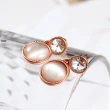 【Aphrodite 愛芙晶鑽】粉嫩貓眼石造型美鑽耳環(玫瑰金色)