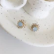 【SECRET BOX】韓國設計S925銀針復古珍珠花朵寶石耳環(2色任選)