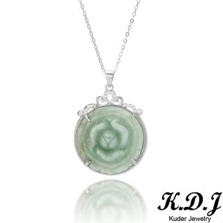 【K.D.J 圓融珠寶】淡綠玫瑰翡翠墜飾天然A貨