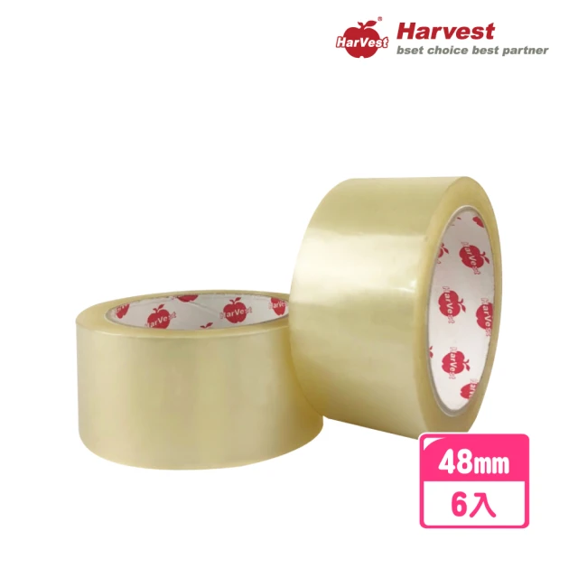 HarVest 蘋果牌 透明OPP封箱膠帶 48mm*80M-6入(包裝膠帶)