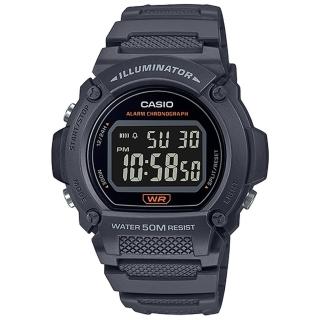 【CASIO 卡西歐】電子錶 橡膠錶帶 防水50米 LED背光照明(W-219H-8B)