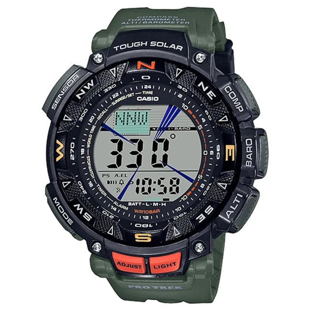 【CASIO 卡西歐】PROTREK登山錶 橡膠錶帶 防水100米(PRG-240-3)