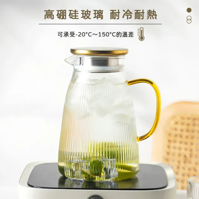 【樂邁家居】豎紋 玻璃 冷水壺(長虹玻璃風 1500ml)