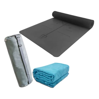 【Beroso倍麗森】超值三件組加大版輔助體位線瑜珈墊送鋪巾背袋C01617(止滑墊 運動墊)