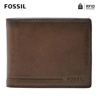 【FOSSIL 官方旗艦館】限定★Allen 真皮證件格RFID皮夾-棕色 SML1547201