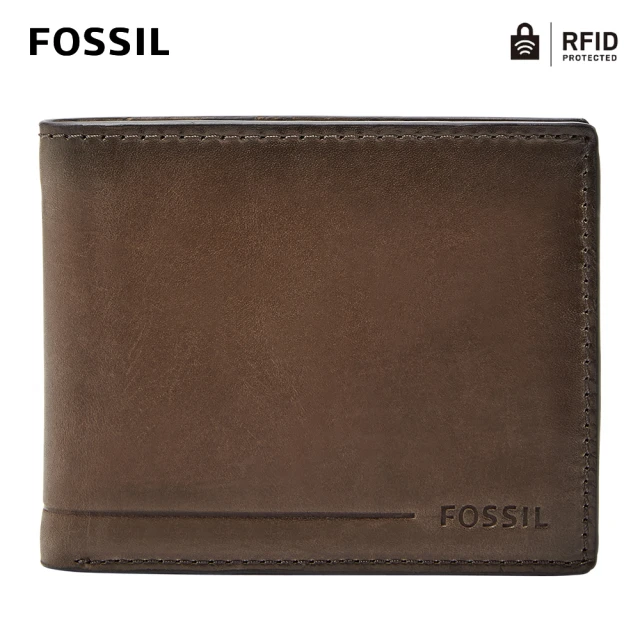【FOSSIL 官方旗艦館】限定★Allen 真皮證件格RFID皮夾-棕色 SML1547201