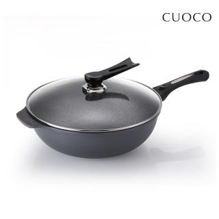 【義大利CUOCO】大寶T3系列鈦晶巖深炒鍋34cm-電磁爐適用