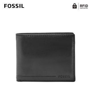【FOSSIL 官方旗艦館】Allen 真皮可拆卡夾RFID防盜皮夾-黑色 SML1549001出國必備