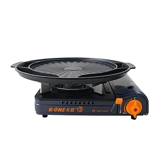 【卡旺】雙安全卡式爐+韓式烤盤(A005D+1600P)