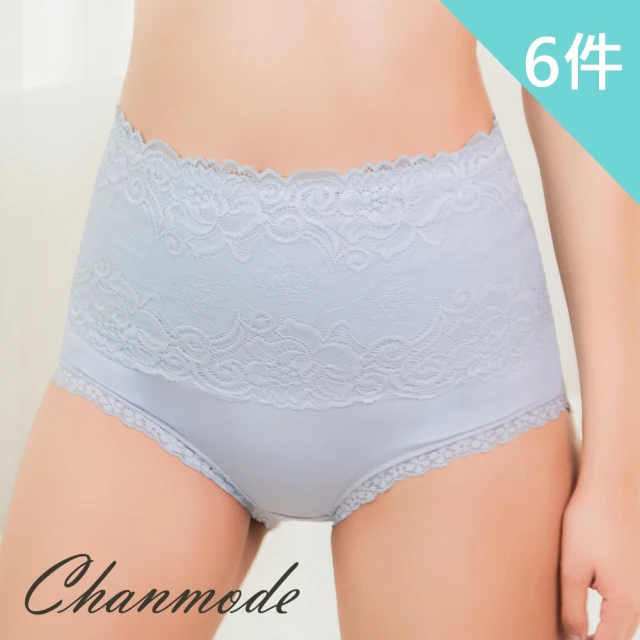 CHANMODE 香茉 6件組高腰收腹蕾絲立體密桃臀杯內褲