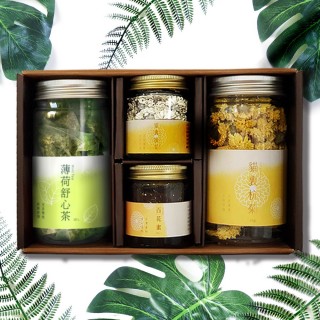 【梁山水泊】菊香沁荷禮盒(臺灣花草蜜禮盒 D款)