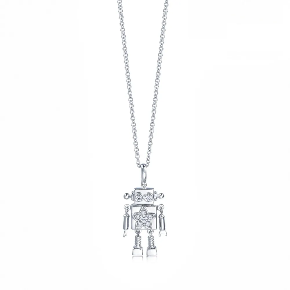【PROMESSA】愛情密語 愛的機器人 18K金星星鑽石項鍊