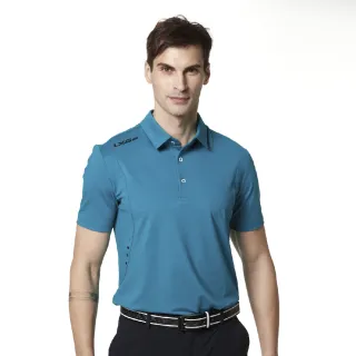 【Lynx Golf】korea 男款脇邊剪裁沖孔設計短袖POLO衫/高爾夫球衫(淺藍色)