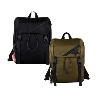 【GOLDEN GOOSE】GOLDEN GOOSE JOURNEY黑字壓印LOGO尼龍束口扣式後背包(兩色)